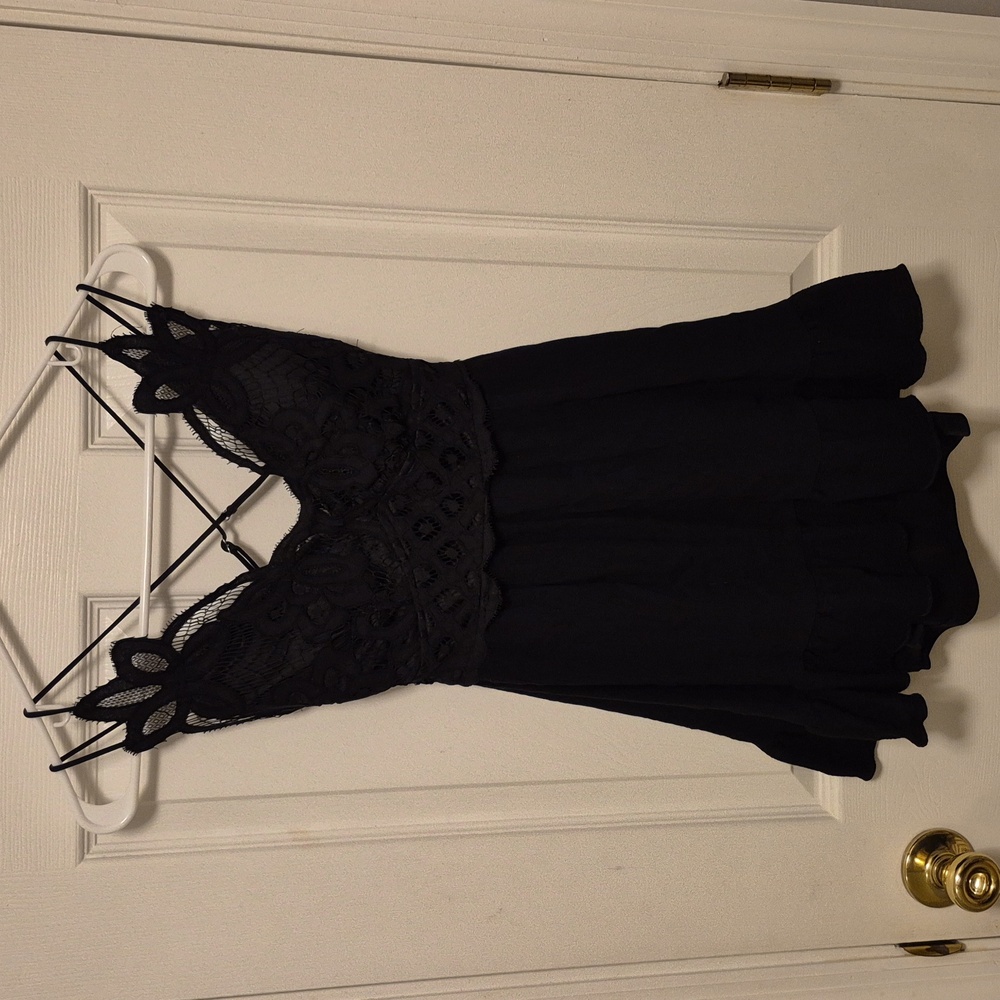 Cute Lace Black Mini Dress